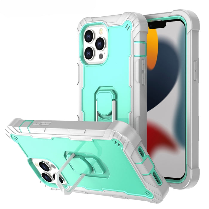 Funda protectora a prueba de golpes de PC + goma de 3 capas con soporte giratorio