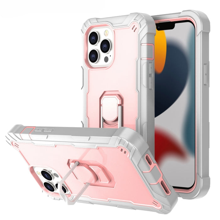 Funda protectora a prueba de golpes de PC + goma de 3 capas con soporte giratorio