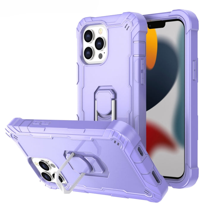 Funda protectora a prueba de golpes de PC + goma de 3 capas con soporte giratorio