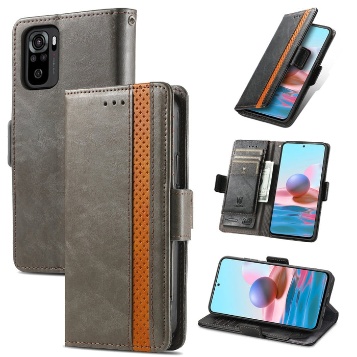 CaseNeo Business Splicing Dual Magnetic Buckle Funda de cuero de PU con tapa horizontal con soporte y ranuras para tarjetas y billetera, For Xiaomi Redmi Note 10, For Xiaomi Redmi Note 10 5G, For Xiaomi Redmi 10, For Xiaomi Redmi K40 Gaming            ...