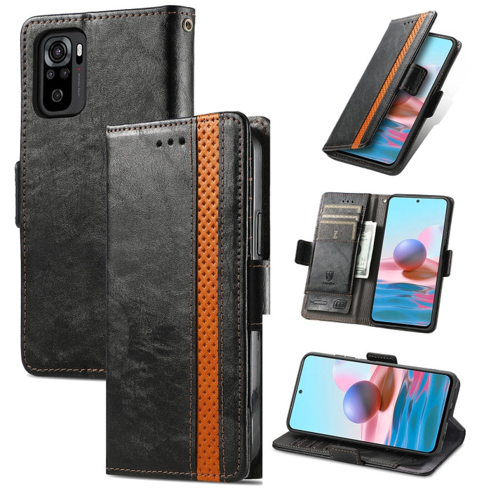 CaseNeo Business Splicing Dual Magnetic Buckle Funda de cuero de PU con tapa horizontal con soporte y ranuras para tarjetas y billetera, For Xiaomi Redmi Note 10, For Xiaomi Redmi Note 10 5G, For Xiaomi Redmi 10, For Xiaomi Redmi K40 Gaming            ...