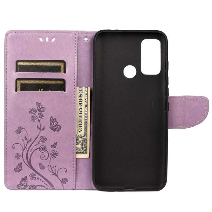 Estuche de cuero con tapa horizontal con patrón de flores de mariposa con soporte y ranuras para tarjetas y billetera, For Wiko Power U30, For Xiaomi Redmi 10