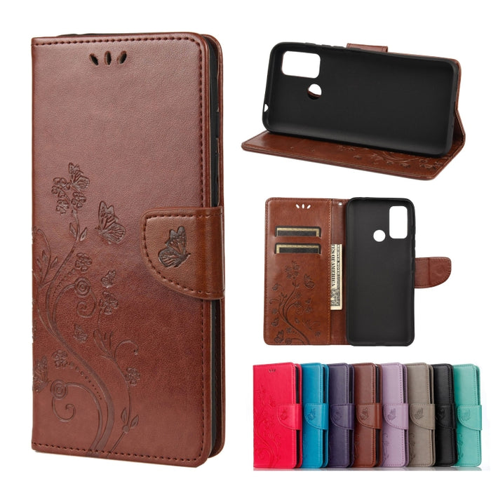 Estuche de cuero con tapa horizontal con patrón de flores de mariposa con soporte y ranuras para tarjetas y billetera, For Wiko Power U30, For Xiaomi Redmi 10