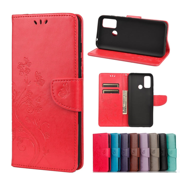 Estuche de cuero con tapa horizontal con patrón de flores de mariposa con soporte y ranuras para tarjetas y billetera, For Wiko Power U30, For Xiaomi Redmi 10