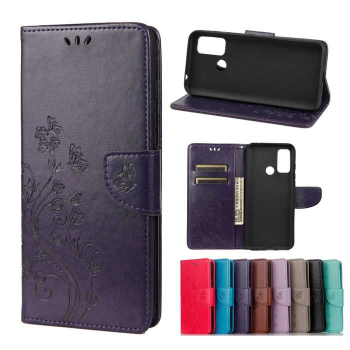 Estuche de cuero con tapa horizontal con patrón de flores de mariposa con soporte y ranuras para tarjetas y billetera, For Wiko Power U30, For Xiaomi Redmi 10