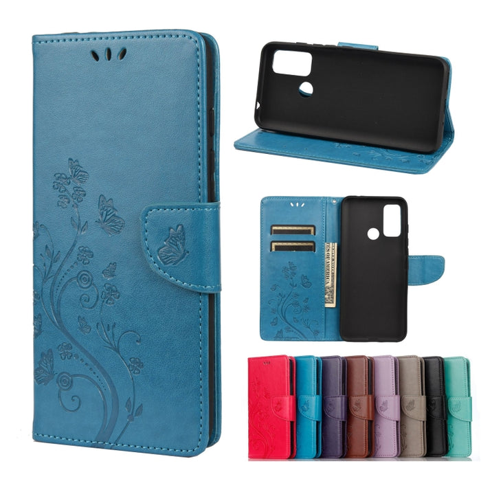 Estuche de cuero con tapa horizontal con patrón de flores de mariposa con soporte y ranuras para tarjetas y billetera, For Wiko Power U30, For Xiaomi Redmi 10