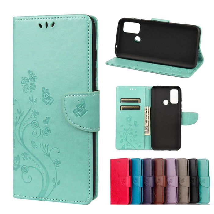 Estuche de cuero con tapa horizontal con patrón de flores de mariposa con soporte y ranuras para tarjetas y billetera, For Wiko Power U30, For Xiaomi Redmi 10