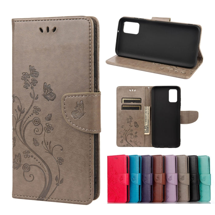 Estuche de cuero con tapa horizontal con patrón de flores de mariposa con soporte y ranuras para tarjetas y billetera, For Wiko Power U30, For Xiaomi Redmi 10