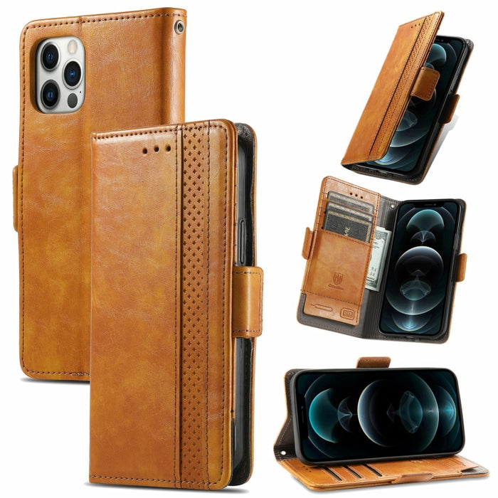 CaseNeo Business Splicing Dual Magnetic Buckle Funda de cuero de PU con tapa horizontal con soporte y ranuras para tarjetas y billetera