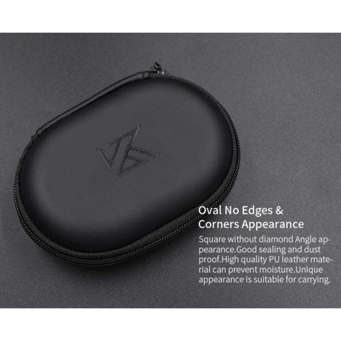 Caja de almacenamiento de auriculares con cargador de cable de datos ovalado de cuero PU portátil KZ