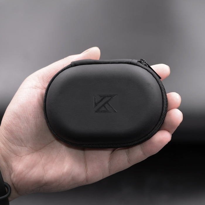 Caja de almacenamiento de auriculares con cargador de cable de datos ovalado de cuero PU portátil KZ