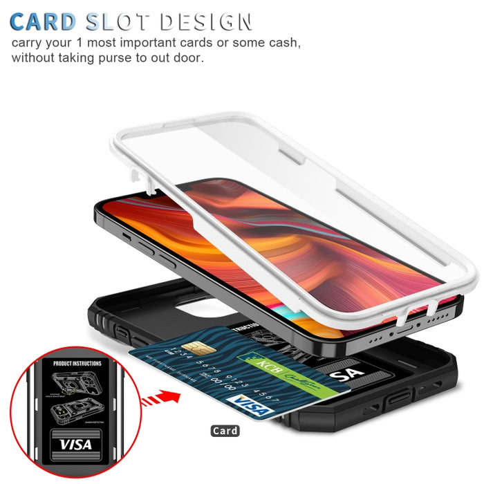 Diseño de cubierta de cámara deslizante Funda protectora de TPU + PC con soporte giratorio de 360 grados y ranura para tarjeta