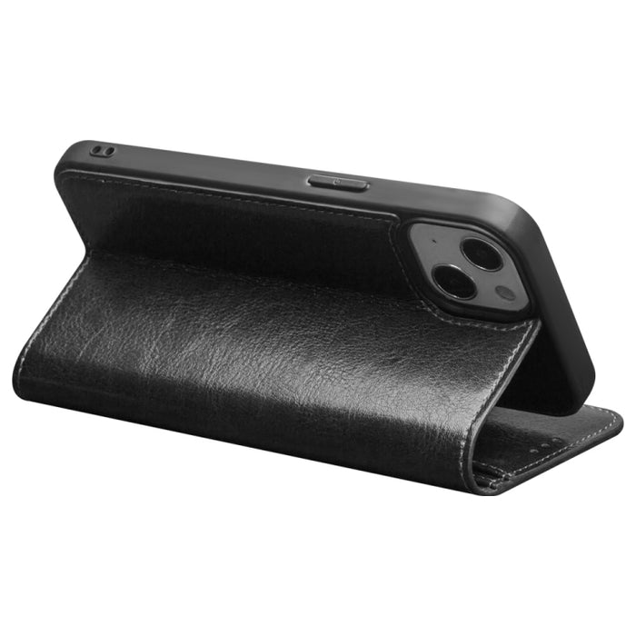 QIALINO Estuche de cuero con tapa horizontal con soporte y ranuras para tarjetas y billetera