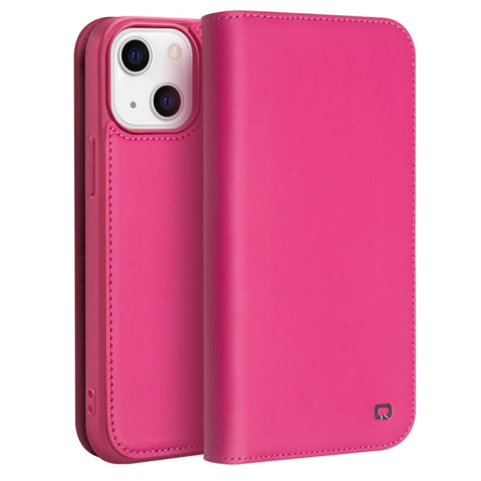 QIALINO Estuche de cuero con tapa horizontal comercial con soporte y ranuras para tarjetas y billetera