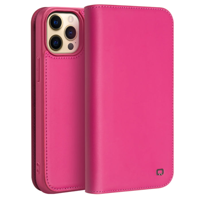 QIALINO Estuche de cuero con tapa horizontal comercial con soporte y ranuras para tarjetas y billetera