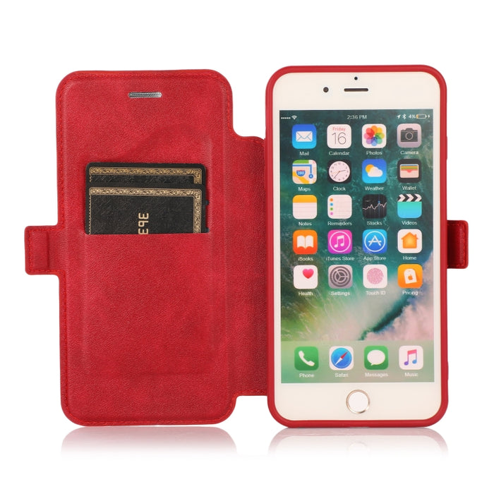 Push Window Doble hebilla PU + Funda de cuero con tapa horizontal de silicona con soporte y ranura para tarjeta