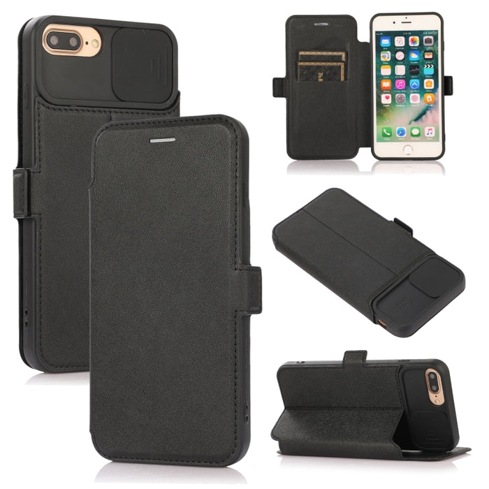 Push Window Doble hebilla PU + Funda de cuero con tapa horizontal de silicona con soporte y ranura para tarjeta