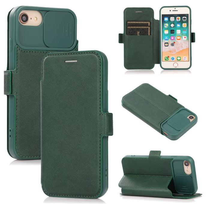 Push Window Doble hebilla PU + Funda de cuero con tapa horizontal de silicona con soporte y ranura para tarjeta