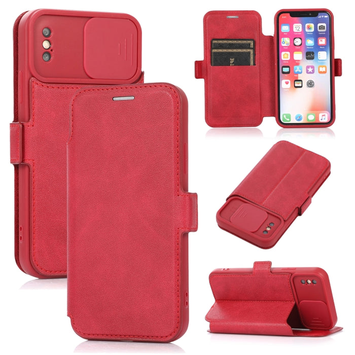 Push Window Doble hebilla PU + Funda de cuero con tapa horizontal de silicona con soporte y ranura para tarjeta