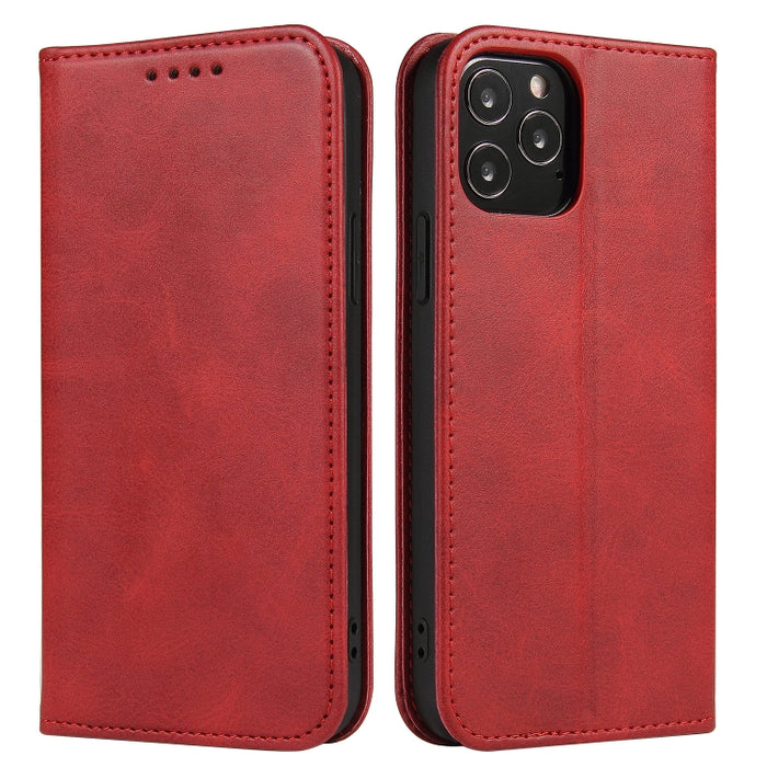 Estuche de cuero con tapa horizontal magnética con textura de becerro con soporte y ranuras para tarjetas y billetera, For iPhone 13 mini, For iPhone 13, For iPhone 13 Pro