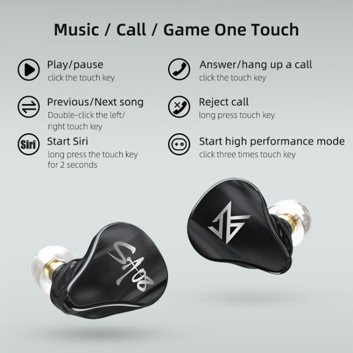 KZ SA08 Inalámbrico de cuatro unidades 5BA Balance Armature Bluetooth In-ear TWS Auricular