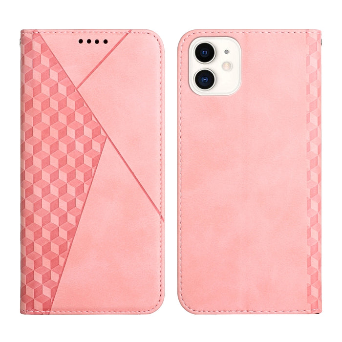 Patrón de diamante Empalme Piel Sensación Magnética Funda de cuero con tapa horizontal con ranuras para tarjetas y soporte y billetera