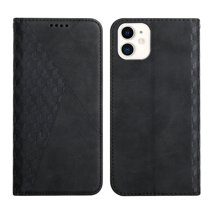 Patrón de diamante Empalme Piel Sensación Magnética Funda de cuero con tapa horizontal con ranuras para tarjetas y soporte y billetera