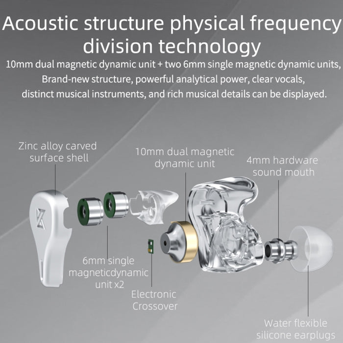 KZ DQ6 Auricular intrauditivo dinámico de alta fidelidad de 3 unidades con cable