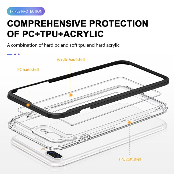 Serie brillante Acrílico transparente + PC + TPU Estuche a prueba de golpes