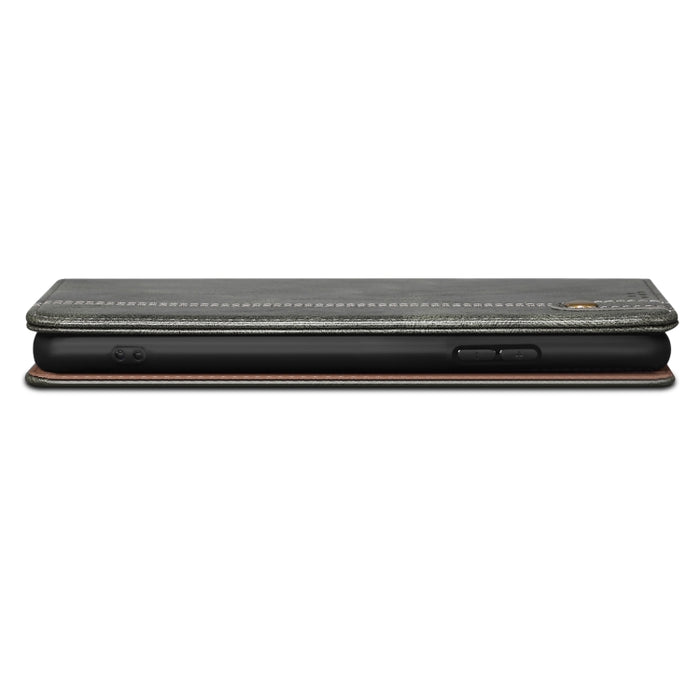 Estuche de cuero con tapa horizontal con textura de caballo loco de cera simple con ranuras para tarjetas y billetera