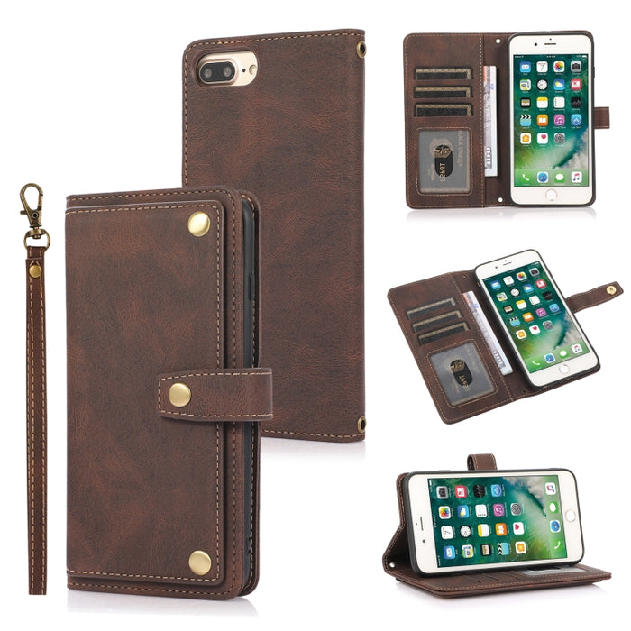 Estuche de cuero con tapa horizontal PU + TPU con soporte y ranura para tarjeta y billetera y cordón
