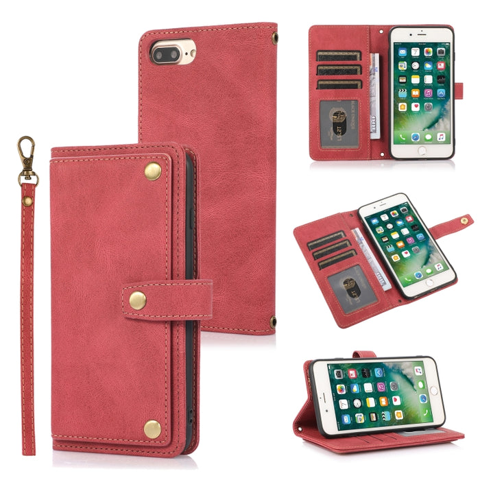 Estuche de cuero con tapa horizontal PU + TPU con soporte y ranura para tarjeta y billetera y cordón