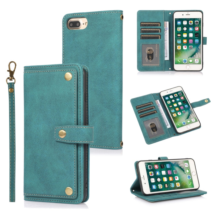 Estuche de cuero con tapa horizontal PU + TPU con soporte y ranura para tarjeta y billetera y cordón