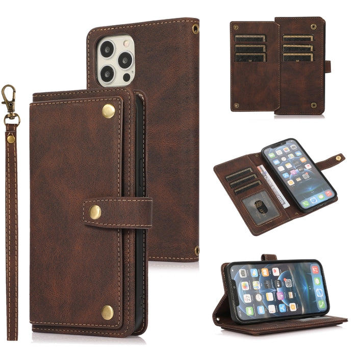 Estuche de cuero con tapa horizontal PU + TPU con soporte y ranura para tarjeta y billetera y cordón