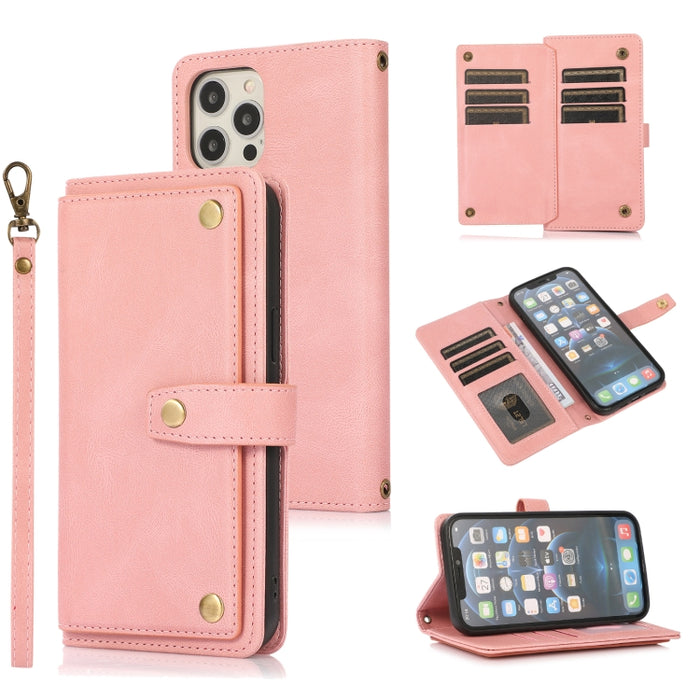 Estuche de cuero con tapa horizontal PU + TPU con soporte y ranura para tarjeta y billetera y cordón