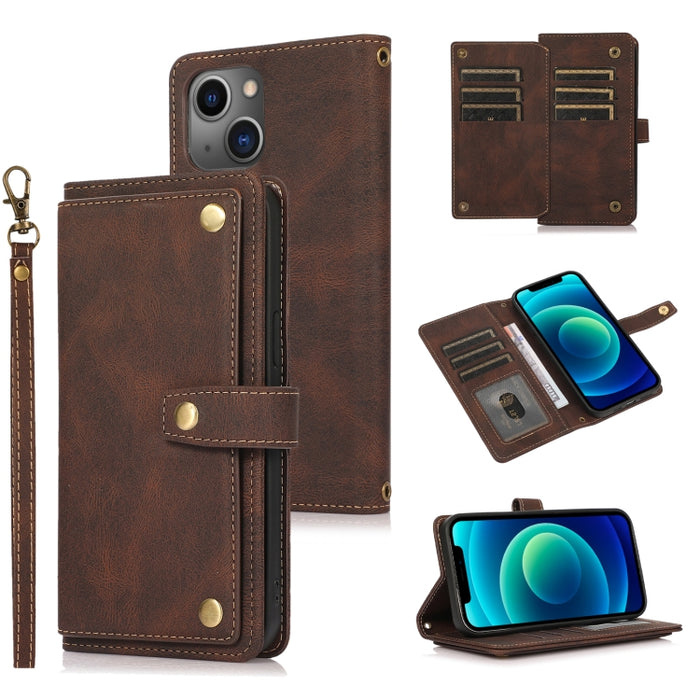 Estuche de cuero con tapa horizontal PU + TPU con soporte y ranura para tarjeta y billetera y cordón