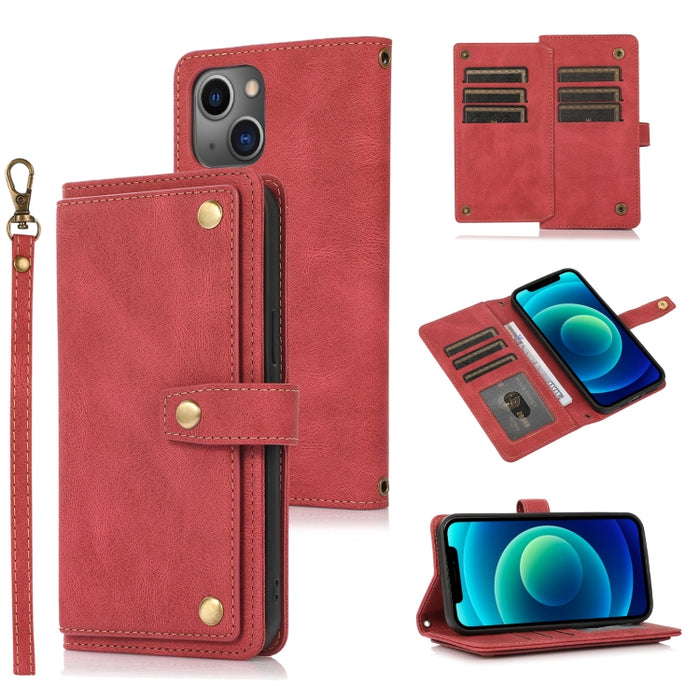 Estuche de cuero con tapa horizontal PU + TPU con soporte y ranura para tarjeta y billetera y cordón