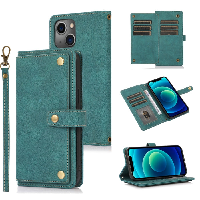 Estuche de cuero con tapa horizontal PU + TPU con soporte y ranura para tarjeta y billetera y cordón