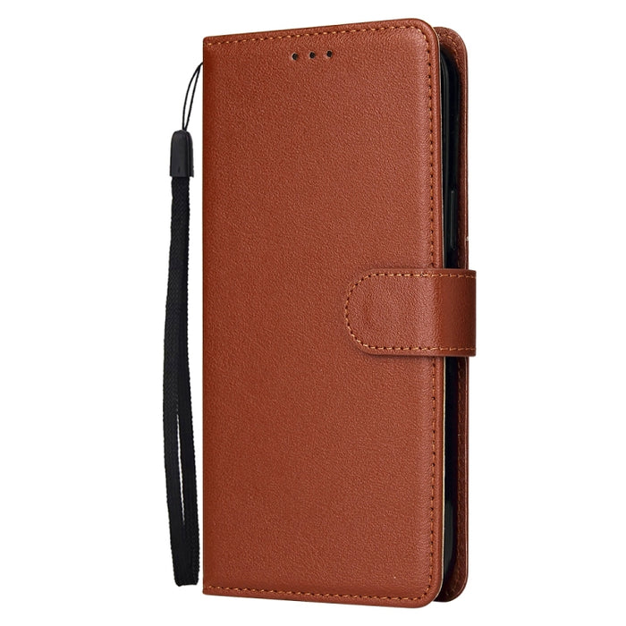 Estuche multifuncional de cuero con tapa horizontal, con tres ranuras para tarjetas y soporte, billetera con doble cremallera, marco de fotos y cordón