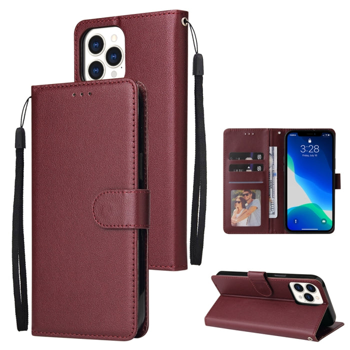 Estuche multifuncional de cuero con tapa horizontal, con tres ranuras para tarjetas y soporte, billetera con doble cremallera, marco de fotos y cordón