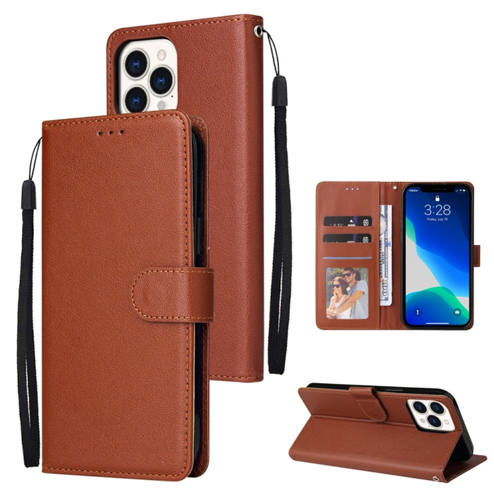 Estuche multifuncional de cuero con tapa horizontal, con tres ranuras para tarjetas y soporte, billetera con doble cremallera, marco de fotos y cordón