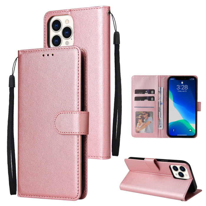 Estuche multifuncional de cuero con tapa horizontal, con tres ranuras para tarjetas y soporte, billetera con doble cremallera, marco de fotos y cordón