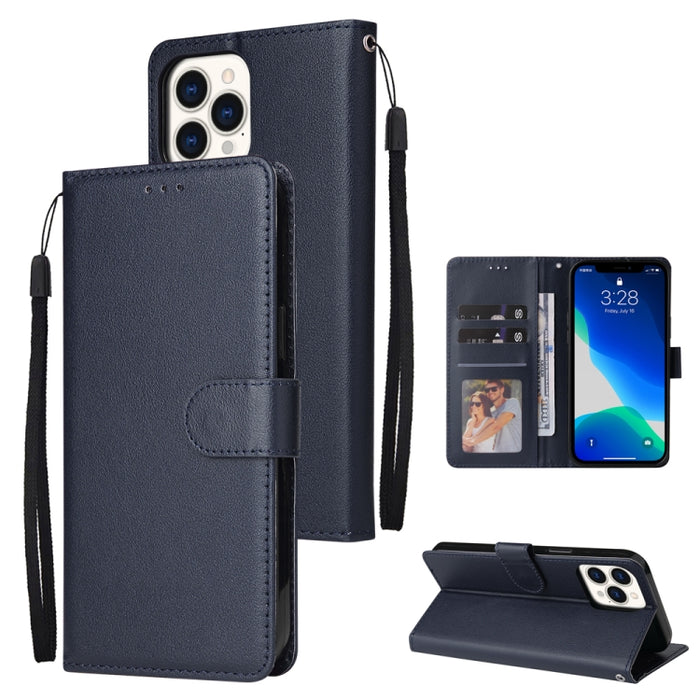Estuche multifuncional de cuero con tapa horizontal, con tres ranuras para tarjetas y soporte, billetera con doble cremallera, marco de fotos y cordón
