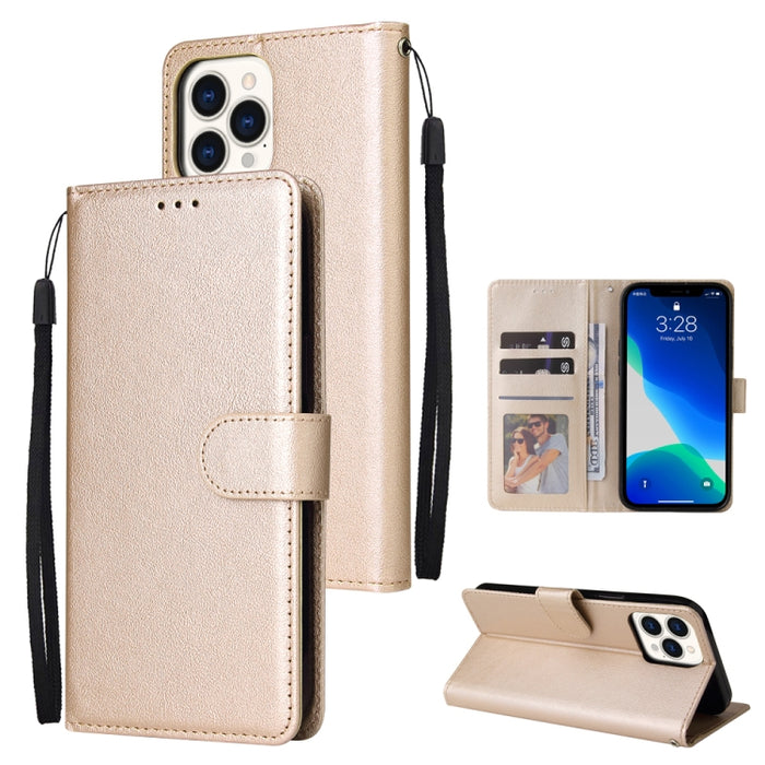 Estuche multifuncional de cuero con tapa horizontal, con tres ranuras para tarjetas y soporte, billetera con doble cremallera, marco de fotos y cordón