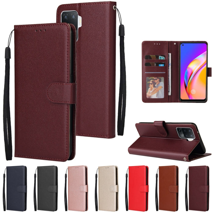 Estuche multifuncional de cuero con tapa horizontal, con tres ranuras para tarjetas y soporte, billetera con doble cremallera, marco de fotos y cordón, For OPPO A94 4G, For OPPO Realme 8 / 8 Pro 4G, For Xiaomi Redmi Note 10 5G