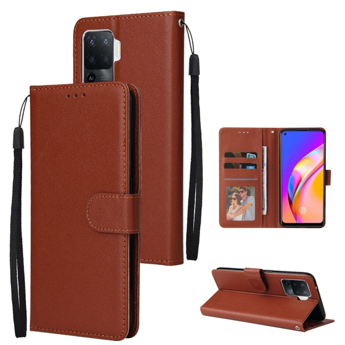 Estuche multifuncional de cuero con tapa horizontal, con tres ranuras para tarjetas y soporte, billetera con doble cremallera, marco de fotos y cordón, For OPPO A94 4G, For OPPO Realme 8 / 8 Pro 4G, For Xiaomi Redmi Note 10 5G