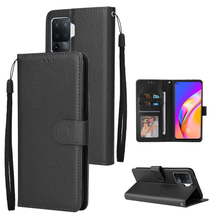 Estuche multifuncional de cuero con tapa horizontal, con tres ranuras para tarjetas y soporte, billetera con doble cremallera, marco de fotos y cordón, For OPPO A94 4G, For OPPO Realme 8 / 8 Pro 4G, For Xiaomi Redmi Note 10 5G