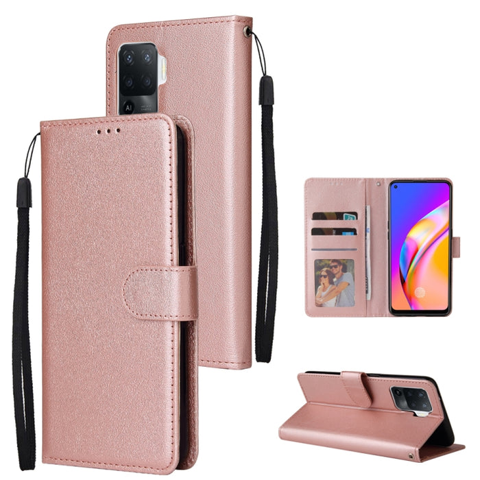 Estuche multifuncional de cuero con tapa horizontal, con tres ranuras para tarjetas y soporte, billetera con doble cremallera, marco de fotos y cordón, For OPPO A94 4G, For OPPO Realme 8 / 8 Pro 4G, For Xiaomi Redmi Note 10 5G