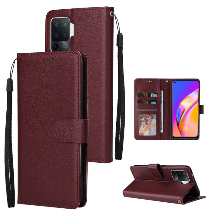 Estuche multifuncional de cuero con tapa horizontal, con tres ranuras para tarjetas y soporte, billetera con doble cremallera, marco de fotos y cordón, For OPPO A94 4G, For OPPO Realme 8 / 8 Pro 4G, For Xiaomi Redmi Note 10 5G