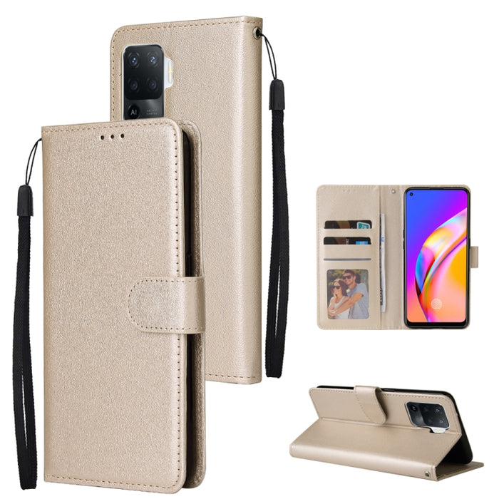 Estuche multifuncional de cuero con tapa horizontal, con tres ranuras para tarjetas y soporte, billetera con doble cremallera, marco de fotos y cordón, For OPPO A94 4G, For OPPO Realme 8 / 8 Pro 4G, For Xiaomi Redmi Note 10 5G